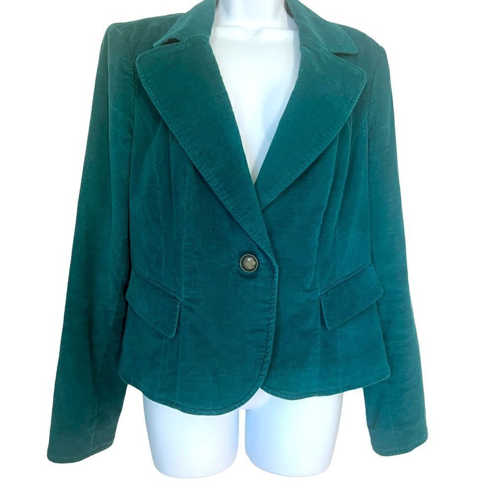 Caslon Teal Velvet Luxe Glam Statement Chic Layer Timeless Quiet Luxury Blazer L